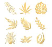 OLYCRAFT 9pcs Leaf Pattern Golden Stickers - Gold Stamping Leaves Self-Adhesive Metal Stickers for Card Making, Scrapbook, DIY Arts Crafts 4x4cm