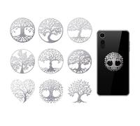 OLYCRAFT 9Pcs Silver Metal Stickers Tree of Life Metal Sticker Self Adhesive Stickers Decorative Heart Tree Epoxy Sticker Pyramid Decals for DIY Scrapbooks Epoxy Resin Decoration - 4x4cm