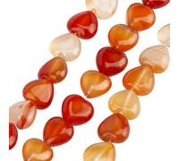 OLYCRAFT about 40Pcs Heart Natural Red Agate Beads 10x11mm Natural Gemstone Beads 1.2mm Hole Heart Shape India Agate Loose Gemstone Polished Beads Energy Stone Bead for Bracelets Charm Jewelry Making