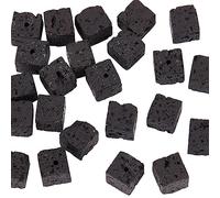 OLYCRAFT About 45~48Pcs 8x8mm Natural Black Lava Beads Cube Lava Beads Square Rock Bead Black Chakra Bead Round Loose Gemstone Energy Stone for Bracelet Jewelry Making DIY Crafts