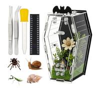 OLYCRAFT Acrylic Jumping Spider Habitat with Feeding Care Kit Coffin Shape Jumping Spider Enclosure Versatile Reptile Enclosure Front Opening Door Habitat for Spiders Tarantulas Lizard Small Reptiles