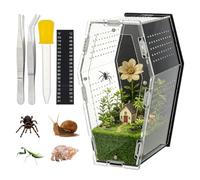 OLYCRAFT Acrylic Jumping Spider Habitat with Feeding Care Kit Versatile Reptile Enclosure Coffin Shape Jumping Spider Enclosure Front Opening Door Habitat for Spiders Tarantulas Lizard Small Reptiles