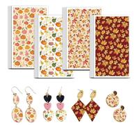 OLYCRAFT Autumn Theme Clay Transfer Paper 4 Design 24 Pcs Transfers Paper for Polymer Pumpkin and Leaves Polymer Clay Transfer Sheets Small Ceramic Decals for Earrings Jewelry Making