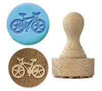 OLYCRAFT Bicycle Wood Stamps with Handle 43x27mm Wooden Clay Stamp Beechwood Pottery Stamps Ceramic Pottery Stamp Wood Handle Ceramic Tools for Clay-Art DIY Crafts Handmade Scrapbooking Decorations