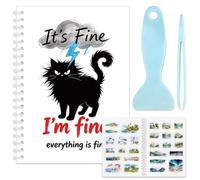 OLYCRAFT Black Cat Sticker Collecting Book A5 Reusable Sticker Collecting Album with 50 Sheets Blank Release Paper Stickers Storage Book with Tweezer Spatula for Tape Stickers Holder Collection