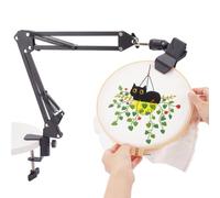OLYCRAFT Black Embroidery Table Stand Kit 8mm Hole Hand Embroidery Stand Lap Folding Cross Stitch Stands Clamp Hand Embroider Hoop Holder 360 Rotated Embroider Holder Stands for Embroidery Hoops