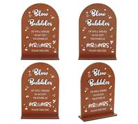 OLYCRAFT Blow Bubbles Wedding Sign Stand Brown Weddings Ceremony Reception Table Signs Wooden Wedding Sign Stand with Sturdy Base Party Table Desk Wood Decor for Reception Decor Celebration Display