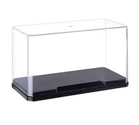 OLYCRAFT Clear Plastic Display Case 7x3.5x4 Inch Display Stand Box Self-Assembl Display Case with Black Base Dust Proof Protection Showcase for Collection Bricks Blocks Models