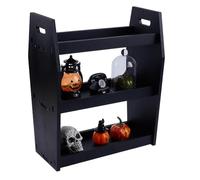 OLYCRAFT Coffin Makeup Shelf Gothic Makeup Organizer Coffin Holders Rack Goth Decor Shelf Black Beechwood Countertop Display Stand for Jewelry Cosmetic Storage - 12.6x6.7x15.4 Inch