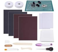 OLYCRAFT DIY Bookbinding Kit Complete Book Making Kit Book Binding Kits for Beginners Hand Books Binding Starter Tools with Paper Cutting Mat Awl Ribbon PVC Leather Fabric for DIY Bookbinding Crafts