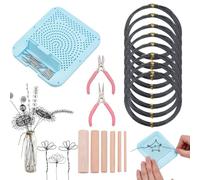 OLYCRAFT DIY Wire Flower Craft Set DIY Art Hobbies Craft Metal Flower Making Set Included 8 Rolls Aluminum Wire 6Pcs Wood Sticks 2Pcs Carbon Steel Jewelry Pliers for Flowers Making Production