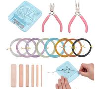 OLYCRAFT DIY Wire Flower Craft Set DIY Art Hobbies Craft Metal Flower Making Set Included 8 Rolls Aluminum Wire 6Pcs Wood Craft Sticks 2Pcs Carbon Steel Jewelry Pliers for DIY Flower Craft Making