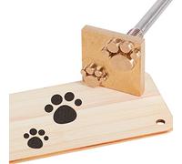 OLYCRAFT Dog Paw Branding Iron - Rectangular Brass Head with Wood Handle for Wood, Leather, Plastics & More