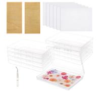 OLYCRAFT Dried Flower Storage Kit with 100 Sheet Blotting Paper 8pcs Plastic Boxes 1pcs Tweezers 2 Sheet Waterproof Stickers 50pcs Absorbent Paper for Long-Term Flower Drying and Crafting