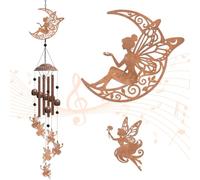 OLYCRAFT Fairy Moon Wind Chimes Outdoors Wind Chime Sympathy Memorial Windchime Iron Windchime Memorial Presents Hanging Windbell for Patio Backyard Home Garden Pendant Decoration