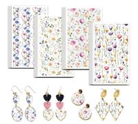 OLYCRAFT Fresh Small Floral Clay Transfer Paper 4 Design 24 Pcs Transfer Paper for Polymer Flower Polymer Clay Transfer Sheets Floral Small Transfer Paper for Clay Earrings Jewelry Making