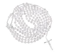 OLYCRAFT Glass Beads Wedding Lasso Rope with Cross Pendant 1.9 Yards Wedding Lasso Handfasting Cord for Ceremony Traditional Weddings Bridal Rope Rustic Weddings Lasso Cord for Ceremony Party Supplies