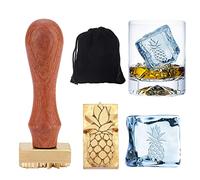 OLYCRAFT Ice Stamp 1.2" Ice Cube Stamp Wax Seal Stamp Ice Branding Stamp with Removable Brass Head and Wood Handle for Ink Wax and Ice Cubes Making DIY Crafting - Pineapple