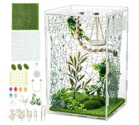 OLYCRAFT Jumping Spider Enclosure Kit Plant Style Acrylic Jumping Spider Habitat Reptile Insect Habitat Arthropods Housing Box Reptile Enclosure Habitats for Spiders Tarantulas Lizard Reptiles