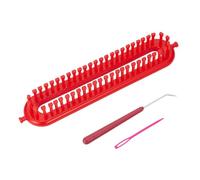 OLYCRAFT Knitting Loom Set 10.2 Inch Dense Teeth Rectangle Knitting Looms Red Scarf Loom with Hook and Yarn Needle Plastic Weaving Looms Set DIY Crocheting Craft Kit for Scarf Sweater Blankets