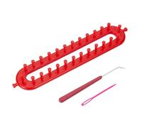 OLYCRAFT Knitting Loom Set 26cm Rectangle Knitting Looms Red Scarf Loom with Hook and Yarn Needle Plastic Weaving Looms Set DIY Crocheting Handmade Craft Kit for Scarf Sweater Shawl Blankets Beginners