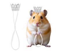 OLYCRAFT Mini Silver Alloy Hamster Crown Glitter Crown Hat Mini Small Animal Head Decoration Adjustable Small Pet Crowns with Elastic Strap for Animals Photo Props Birthday Present