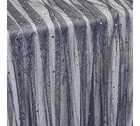 OLYCRAFT Navy Blue Glitter Tulle Fabric Rolls 188cm Wide by 9.1m Star Moon Sequin Tulle Rolls parkly Netting Fabric with Gold Silver Star Moon Sequins for Tutu Skirts Wedding Backdrop Party Decor