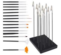 OLYCRAFT Painting Stand Base Holder with 10pcs Alligator Clip Sticks and 15pcs Nail Art Sculpture Pen Brushes 20x15cm Painting Stand Modeling Tools Set for Air Spray Booth DIY Cards Photos