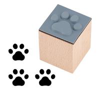 OLYCRAFT Paw Print Pattern Wooden Rubber Stamp 25x25x32mm Square Rubber Stamp Small Mini Stamps Decorative Mounted Rubbers Stamps for Scrapbooking Card Making Planner DIY Craft Card Vintage Decor
