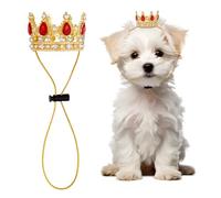 OLYCRAFT Pet Rhinestone King Crown Red Rhinestone Dog Crown with Adjustable Strap Party Costume Accessories Golden Queen Crowns for Small Dog Cats Weddings Birthday Cosplay Party Photos Prop