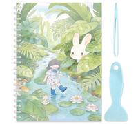 OLYCRAFT Reusable Sticker Collecting Book Green Jungle Paper Sticker Storage Book with 40 Sheets A5 Size Stickers Organizer Collection Books with Tweezer and Spatula for Adult Stickers Collection