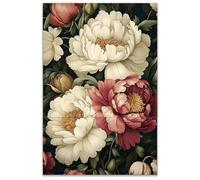 OLYCRAFT September Peony Rub on Transfers for Furniture and Crafts 30x15cm - Peony Bush Decals, Close-up Transfer Stickers for Wood Furniture, Home Decor