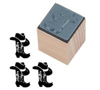 OLYCRAFT Shoes Pattern Wooden Rubber Stamp 26x26x36mm Cowboy Hat Square Rubber Stamp Small Mini Stamps Decorative Mounted Rubbers Stamps for Scrapbooking Card Making Planner DIY Craft Vintage Decor