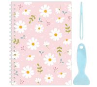 OLYCRAFT Sticker Collecting Book Pink Daisies Reusable Sticker Collecting Album Blank Stickers Storage Book 50 Sheets A5 Size Release Paper with Tweezer and Spatula for Adult Stickers Keeper Holder
