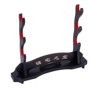 OLYCRAFT Sword Katana Holder with Red Edge Wood Sword Katana Stand Wooden Sword Rack Samurai Sword Display Stand Black Sword Display Stand with Chinese Character for Katana Wakizashi and Tanto