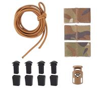OLYCRAFT Tactical Flag Bungee Elastic Fastener Strap Shock Cord Retention Brown Molle Webbing Loop Cord Lock Secure Plate Carrier Attachment Nylon with Plastic Outdoor Strap for Outdoor Adventures