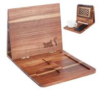 OLYCRAFT Triangle Book Holder Stand Coffee Wooden Book Stand with Cup Pen Phone Glasses Organizer Foldable Reading Rest Rack for Reading in Bed Book Lover Readers Office Bedroom Nightstand Desktop