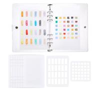 OLYCRAFT Watercolor Swatch Book Painters Color Diary Include 20 Sheet A5 Blank Loose Leaf Paper PVC 6-Ring Binder Cover 2pcs Swatching Template Stencil for DIY Traveling Artists Crafts Oil Pastels