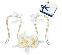 OLYCRAFT Wedding Lasso Rope with Flower and Bow Tie 1.7 Yards Gold Wedding Lasso Handfasting Cord for Ceremony Traditional Weddings Bridal Rope Rustic Weddings Lasso Cord for Ceremony Party Supplies
