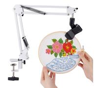 OLYCRAFT White Embroidery Table Stand Kit 8mm Hole Hand Embroidery Stand Lap Folding Cross Stitch Stands Clamp Hand Embroiderys Hoop Holder 360 Rotated Embroidery Holder Stands for Embroiderys Hoops