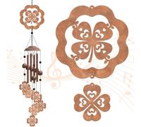 OLYCRAFT Wind Chimes Lucky Four-Leaf Clover Wind Chime Sympathy Memorial Windchime Iron Windchime St. Patrick's Day Memorial Presents Hanging Windbell