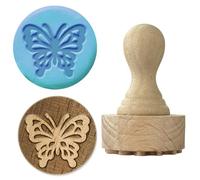 OLYCRAFT Wooden Stamps 2.5cm Butterfly Round Stamps Wooden Clay Stamp Rounds Wood Natural Stamp for Card Making DIY Craft Letter Diary and Scrapbooking