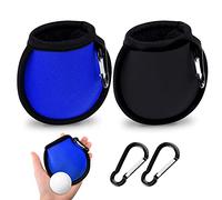 olyee 2 Pack Golf Ball Cleaner Pouch, Golf Ball and Club Clip on Waterproof Washer Pocket Accesorries for Men Ladies and Trolley Cart Bag(Black+Blue)