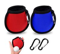 olyee 2 Pack Golf Ball Cleaner Pouch with Carabiner, Golf Accesorries Washer Pocket Waterproof Bag, Golf Ball Dry-Clean Pocket gifts for Men Ladies, Fit for Golf Carts Belt Golf Bag(Red+Blue)