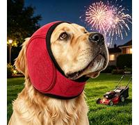 OLYGEE 2PCS Dog Noise Cancelling Ear Muffs, No Shake Protection for Fireworks Thunder Vacuum - Calming Hoodie, Adjustable for Grooming, Bathing, Swimming (Red*2,Medium)