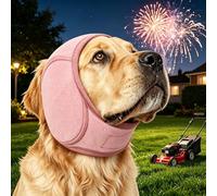 OLYGEE 2PCS Dog Noise Cancelling Ear Muffs, No Shake Protection for Fireworks Thunder Vacuum - Calming Hoodie, Adjustable for Grooming, Bathing, Swimming (Pink*2,Medium)