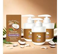OLYGEE Coconut Oil Facial Hair Removal Cream, Plant Extract Organics Painless Formula for Sensitive Skin - 3.5 oz (3pcs)