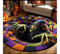 OLYGEE Halloween 3D Rug - Halloween Optical Illusion Rugs, Ghost Skeleton Pumpkin Patterns, Soft Non-Slip Backing for Living Room Bedroom Party Home Decoration (D,40in)