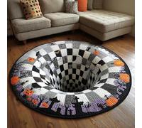 OLYGEE Halloween 3D Rug - Halloween Optical Illusion Rugs, Ghost Skeleton Pumpkin Patterns, Soft Non-Slip Backing for Living Room Bedroom Party Home Decoration (E,32in)