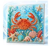 OLYGEE Pearl Art Kits for Adults and Beginners, Ocean Theme Pearl Art DIY Kit with 3D Resin Beads and Rhinestones, Coastal Home Wall Decor (Crab)